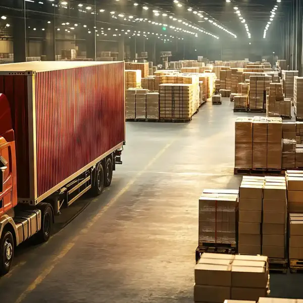 Truck in logistics hall