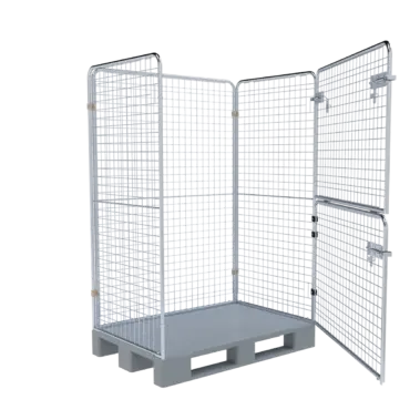 Entsorgungsbehälter auf RC-Kunststoffpalette, 800 x 1.200 mm, 4-seitig, Cr 3 (S48001200FC0KU)